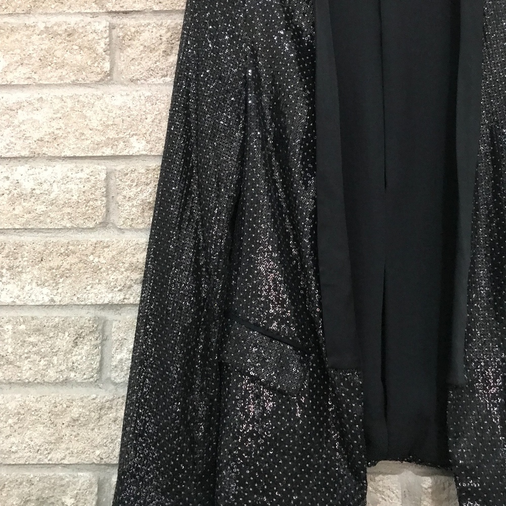 Zara Black Sequin Tuxedo Blazer - Picture 3 of 5